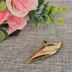 Vintage‎ M JENT Brooch Gold Tone Abstract Geometric Shape